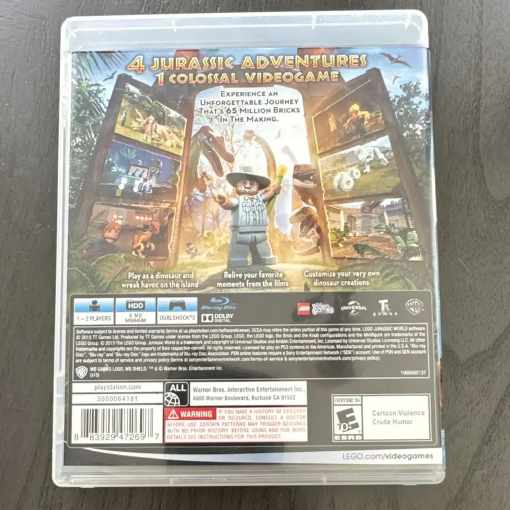 LEGO Jurassic World PS3 2015 Multiplayer Manual Included
